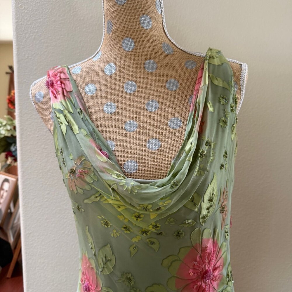 Sue Wong Floral Dress | Sage Green | Size 12